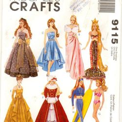 McCall's 9115 Barbie doll dress pattern in PDF Swimsuit pattern Dress, top, pants Barbie purse pattern FRENCH instruct