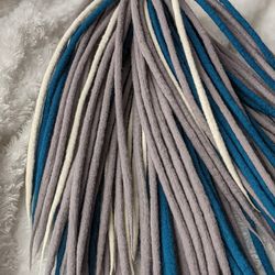 Wool DE dreadlocks dreads full set grey blue