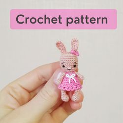 PDF Crochet pattern Miniature bunny, DIY mini toy hare