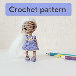 PDF Crochet pattern Miniature doll, DIY cute doll