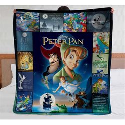 peter pan fleece blanket, disney movie sofa blanket, walt disney world, bedding decor, magic kingdom, disneyland throw b