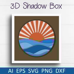 waves shadow box svg for cricut, 3d ocean wave layered papercut svg