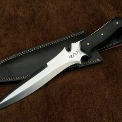 Handmade High Carbon Steel Leaf RE4 kruser's Knife, Bowie Knife, Tatical knife 2, Full Tang Knife With Leather Sheath
