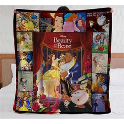 beauty and the beast fleece blanket, belle disney princess sofa blanket, walt disney world, bedding decor, magic kingdom