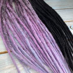 DE dreads dreadlocks for back of head lilac and black