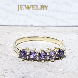Alexandrite Ring - June Birthstone - Gemstone Band - Gold Ring - Simple Ring - Delicate Ring - Stacking Ring