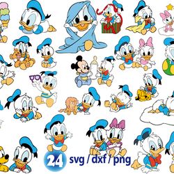 disney baby donald duck svg, mickey mouse svg, daisy duck svg, baby donald duck and daisy duck png