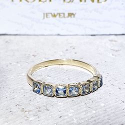 aquamarine ring - march birthstone - stacking ring - gemstone band - simple ring - delicate ring - gold ring - tiny ring