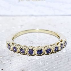 Amethyst Ring - February Birthstone - Stacking Ring - Gemstone Band - Gold Ring - Bezel Ring - Half Eternity Ring