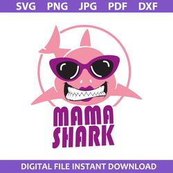 mama shark svg, mommy shark svg, family shark svg, mom shark svg, png jpg pdf dxf digital file