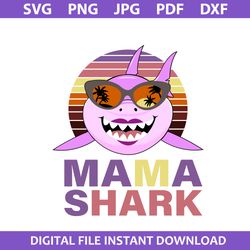 mama shark svg, mommy shark svg, mom shark svg, family shark svg, png jpg pdf dxf digital file