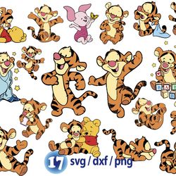 disney baby tigger svg, tigger and winnie the pooh svg, piglet png