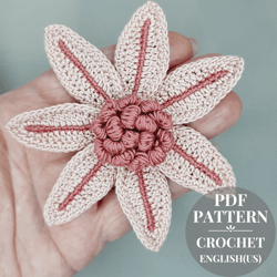 Crochet flower applique pattern pdf. Blossom crochet patterns. Floral crochet for Irish lace. Crochet tutorial pdf.