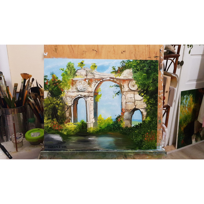 ДВП грунтованое, масло. Руины древнего города 24см30 см.jpg