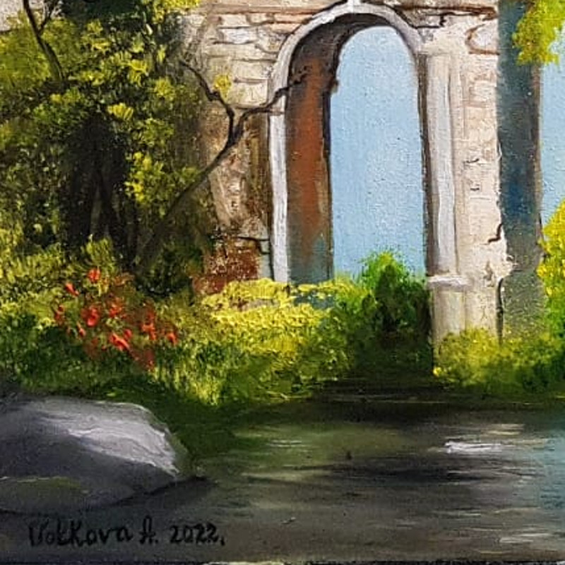 ДВП грунтованое, масло. Руины древнего города 24см30 см.jpg