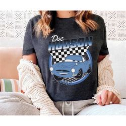 retro 90s doc hudson checkerboard racing shirt / disney cars t-shirt / magic kingdom park / walt disney world shirt / di