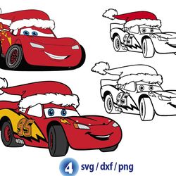disney cars svg, christmas lightning mcqueen svg, disney cars holiday png