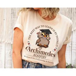 archimedes academy knowledge sarcasm shirt / sword in the stone owl / walt disney world t-shirt / disneyland family trip
