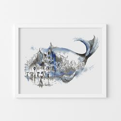 blue whale cross stitch pattern, cityscape cross stitch chart, double exposure cross stitch, landscape cross stitch, pdf