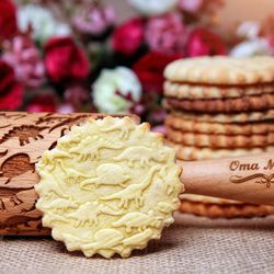 Dinosaur Engraved Rolling Pin Carved Mold Embossed Dough Roller Sugar Cookies undefined Gift For Child French Rolling Pin