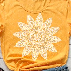 Mandala svg., Sunflower print, Flowers design, Flora