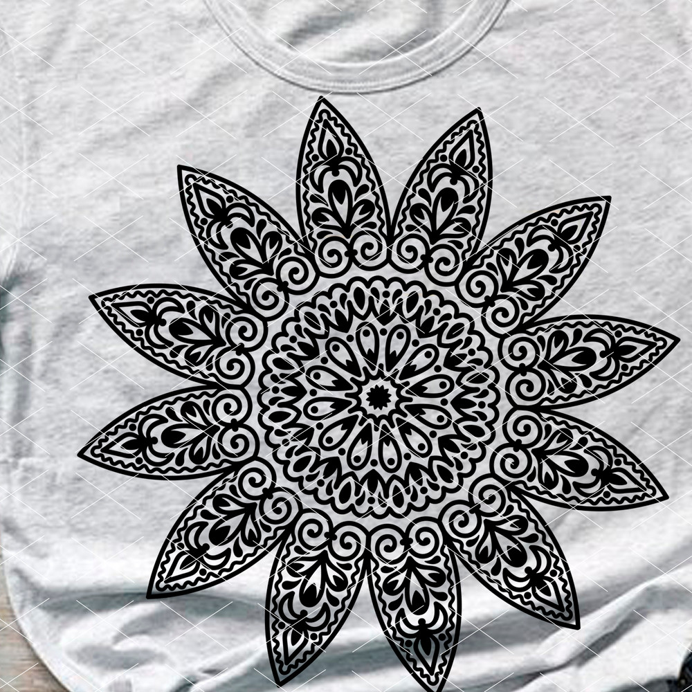 Mandala Sunflower Black printable cut file.jpg