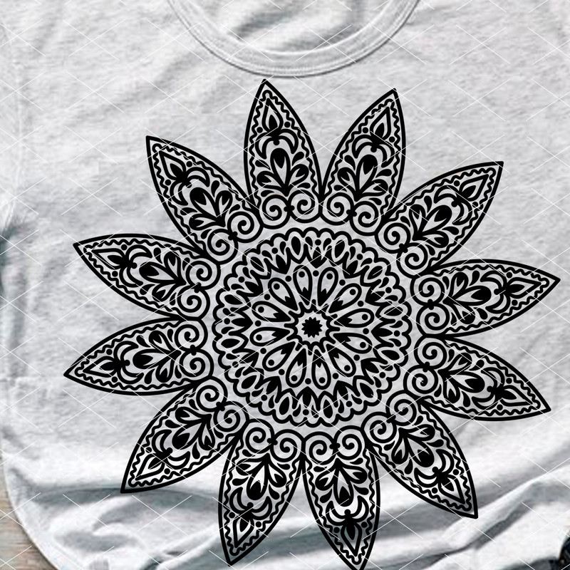 Mandala Sunflower Black printable cut file.jpg