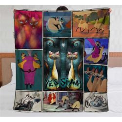 si and am cat fleece blanket, lady and the tramp disney sofa blanket, walt disney world, bed decor, magic kingdom, disne