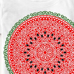 Watermelon Mandala svg..Tropical fruits, summer, beach print Logo art
