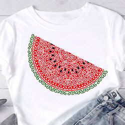 Mandala svg, Half a watermelon, Piece of watermelon print, Tropical fruits