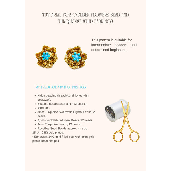 Tutorial for Golden Flowers Bead and Turquoise Stud Earrings (2).png