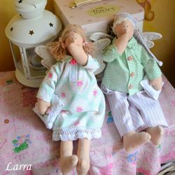 Sleepy angel Tilda dolls Tilda angels Family angels Gift To Parents Wedding Gift Pajama Dolls Bedroom Decor Rag Dolls