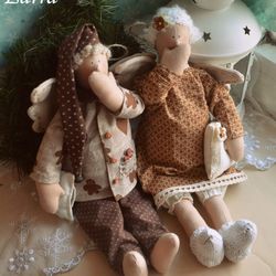 Gingerbread Sleepy angel Tilda dolls Tilda angels Family angels Gift To Parents Wedding Gift Pajama Dolls Bedroom Decor