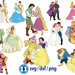 disney princess couple svg, princess snow white svg, princess tiana png