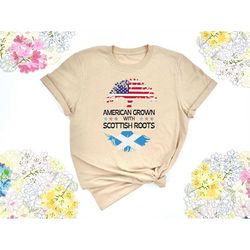 american grown with scottish roots shirt, american grown shirt, scotland flag shirt, scotland shirt, scottish gift, unis