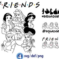 disney princess friends svg, princess best friends svg, princesses together png