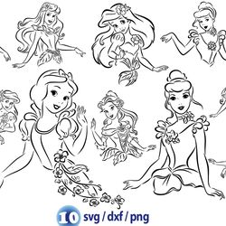 disney princess line half, disney princess outline png, aurora outline svg