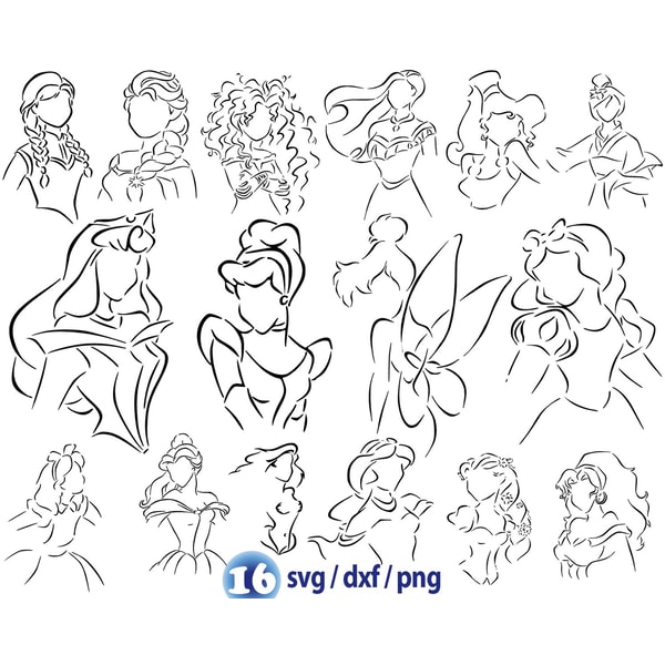 disney princess outline svg, princess line art svg, Princess | Inspire ...