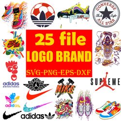 25 logo brand bundle svg, fashion brand svg, silhouette svg files