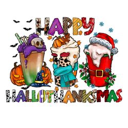 happy hallowthanksmas coffee png, thanksgiving pumpkin png
