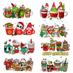 8 christmas coffee grinch bundle png, christmas coffee png