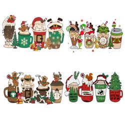 4 christmas coffee hallmark bundle png, christmas coffee png