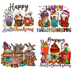 4 thankful fall coffee bundle png, thanksgiving pumpkin png