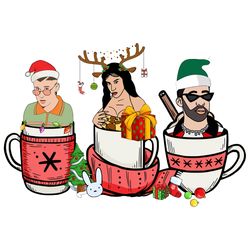 funny bad bunny xmas coffee png, bad bunny coffee png