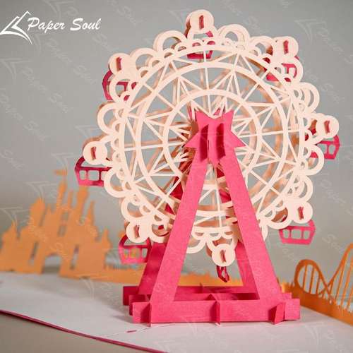 Ferris wheel pop up card template | pop-up card template | pop-up card svg | Papercraft