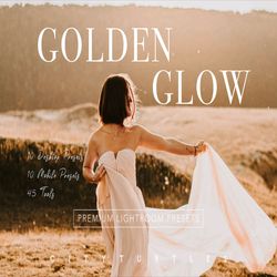 sunny golden glow outdoor lightroom presets pack for desktop & mobile - one click photographer editing tools