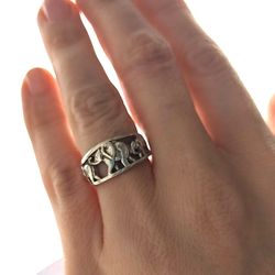 RING THREE ELEPHANTS JEWELRY WITH ANIMALS CUTE SILVER RING STERLING ELEPHANT RING RING TO A CHILD