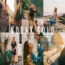 KODAK GOLD Film Travel Lightroom Presets Pack for Desktop & Mobile, Outdoor VSCO Natural Presets - Premium Photography E