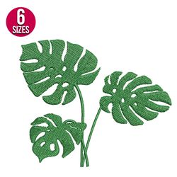 Monstera Plant embroidery design, Machine embroidery design, Instant Download