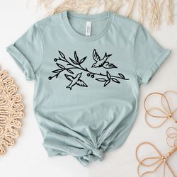 Birds T-shirt, Gift For Bird Lover Gift, Nature Lover Shirt, Christmas Gift For Family, Wild Flower Shirt, Birds Shirts